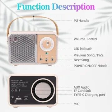Dosmix Portable Retro Bluetooth Speaker for Music Lovers