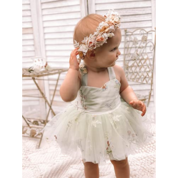 Baby Girl Lace Tulle Romper Dress Fairy Green 6-12 Months