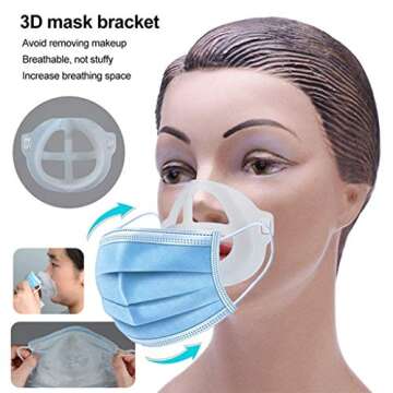 3D Mask Bracket Internal Support Frame,Mask Insert Lipstick Protector, Face Bracket for Mask Mouth Guard,10-Pack (10 Pack)