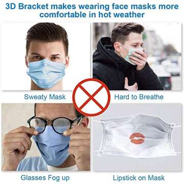 3D Mask Bracket Internal Support Frame,Mask Insert Lipstick Protector, Face Bracket for Mask Mouth Guard,10-Pack (10 Pack)