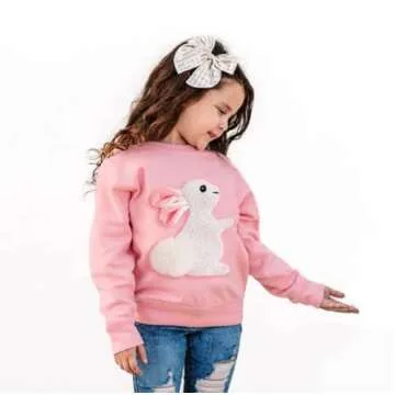 Dcohmch Toddler Girl Boy Easter outfit Bunny Embroidered Shirt Sweatshirt Long Sleeve Pullovers Baby...