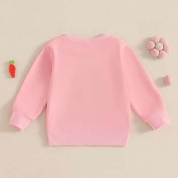 Dcohmch Toddler Girl Boy Easter outfit Bunny Embroidered Shirt Sweatshirt Long Sleeve Pullovers Baby Spring Clothes (Pink, 3-4 Years)