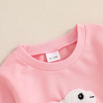 Dcohmch Toddler Girl Boy Easter outfit Bunny Embroidered Shirt Sweatshirt Long Sleeve Pullovers Baby Spring Clothes (Pink, 3-4 Years)
