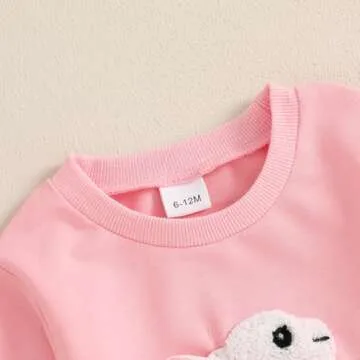 Dcohmch Toddler Girl Boy Easter outfit Bunny Embroidered Shirt Sweatshirt Long Sleeve Pullovers Baby Spring Clothes (Pink, 3-4 Years)
