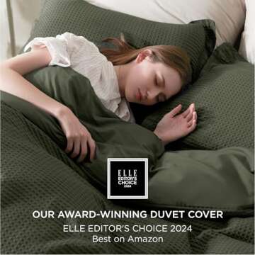 Bedsure Cotton Duvet Cover Set - 100% Cotton Waffle Weave Olive Green Duvet Cover Oversized King Siz...