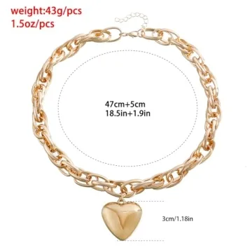FUTIMELY Chunky Gold Heart Pendant Necklace for Women