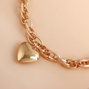 FUTIMELY Chunky Gold Heart Pendant Necklace for Women