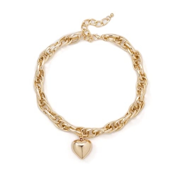 FUTIMELY Chunky Gold Heart Pendant Necklace for Women