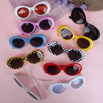 XGOOD 10 Pairs Clout Goggles Oval Round Retro Sunglasses Women Men Trendy Transparent Candy Color Eyewear Girls Boys Sunglasses for Party Favor