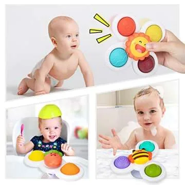 NARRIO Suction Cup Spinner Toys for 1 Year Old Boy Gifts, Spinning Top Baby Bath Toys 6-12-18 Months, 1st One Year Old Girl Christmas Birthday Gifts Travel Sensory Toys for Toddlers 1-3
