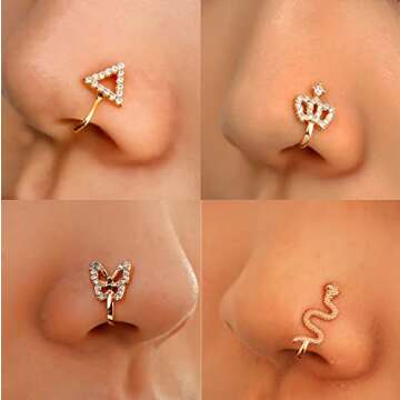 VitaCool Adjustable Multi-Style Fake Nose Rings for All