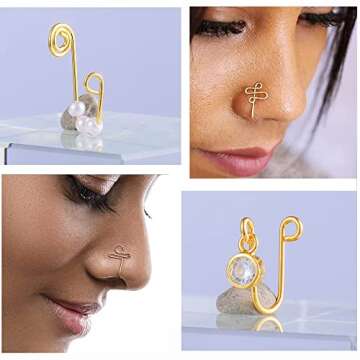 VitaCool Adjustable Multi-Style Fake Nose Rings for All