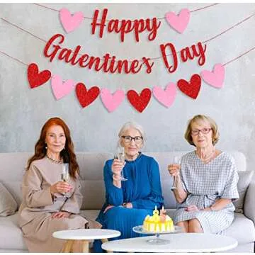 JOZON Happy Galentine's Day Glamorous Glitter Banner
