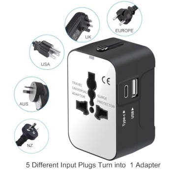 Universal Travel Adapter with USB Ports - Compact & Multi-Country