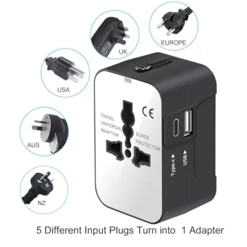 Universal Travel Adapter with USB Ports - Compact & Multi-Country