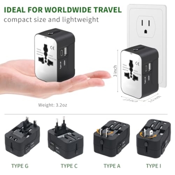 Universal Travel Adapter with USB Ports - Compact & Multi-Country