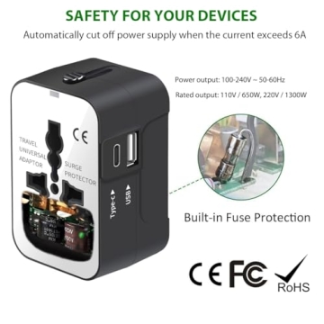 Universal Travel Adapter with USB Ports - Compact & Multi-Country