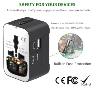 Universal Travel Adapter with USB Ports - Compact & Multi-Country