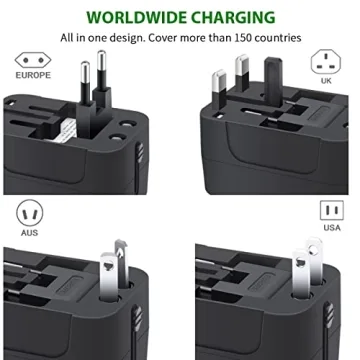 Universal Travel Adapter with USB Ports - Compact & Multi-Country