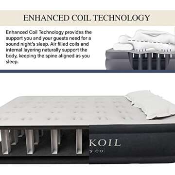 King Koil Luxury Plush Pillow Top Queen Size Air Mattress with Built-in High-Speed Pump for Home, Camping, Guests Inflatable Airbed Double High Blow Up Bed, Durable Waterproof, 1-Year Warranty