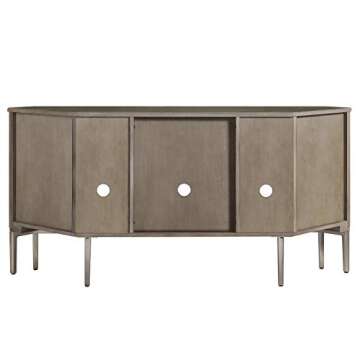 Leick Home 84388 Two Door Corner TV Stand with Open Center Storage and Metal Base for 62" TV's, Smok...