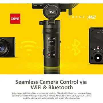 Zhiyun Crane M2 [Official] Handheld 3-Axis Gimbal Stabilizer for Mirrorless Camera, Gopro, Smartphone with Grip Tripod