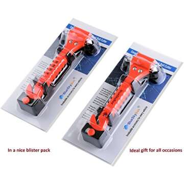 BlueSkyBos Value 2 Pack - Emergency Escape Tool Auto Car Window Glass Hammer Breaker and Seat Belt Cutter Escape 2-in-1 Tool