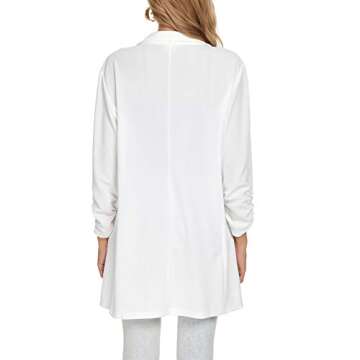 Unifizz Women's 3/4 Sleeve Stretchy Open Front Lightweight Work Office Blazer Jacket with Plus Size - White, Size L