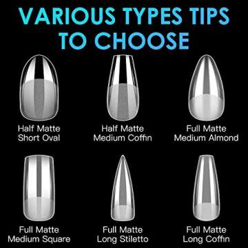 Soft Gel Nail Tips Long Stiletto, 600 PCS Pre Buff Full Cover Shaped Nail Extenison Tips Matte Gel X Nail Tips Acrylic False Nail Tips BORNBYME