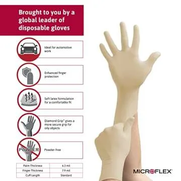 Ansell Microflex Diamond Grip Disposable Latex Gloves