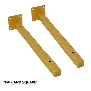 6 Pcs Gold Shelf Bracket 12 Inch Heavy Duty Brackets for Shelf Metal Wall Floating Shelving Brackets Industrial Shelf Brackets for Space Saving