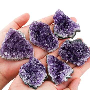 rockcloud Natural Purple Amethyst Quartz Crystal Cluster Geode Druzy Home Decoration Gemstone Specimen