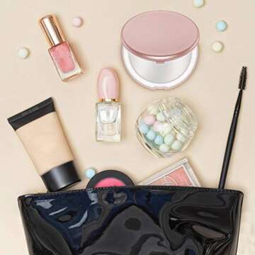 Benbilry LED Lighted Compact Travel Makeup Mirror with Lights, 1x/7x Magnification, 5 Inch Dual Sided Portable Illuminated – Perfect for Handbag