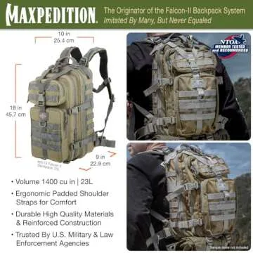 Maxpedition Falcon-II Backpack (Khaki/Foliage Green), Medium
