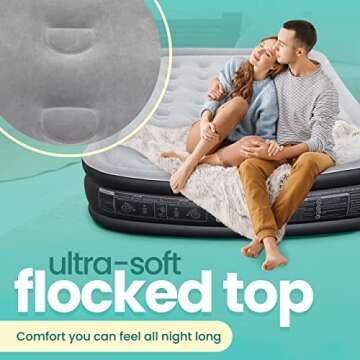 EZ INFLATE Queen Size Air Mattress with Built-in Pump