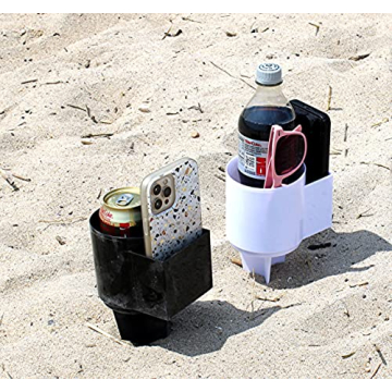 Set of 2 Beach Cup Holders with Pocket for Outdoor Use