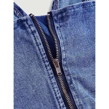 Verdusa Women's Sweetheart Neck Sleeveless Asymmetrical Denim Crop Cami Top Medium Wash M