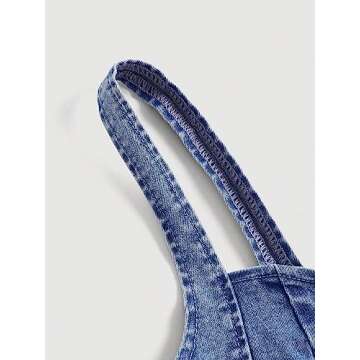 Verdusa Women's Sweetheart Neck Sleeveless Asymmetrical Denim Crop Cami Top Medium Wash M