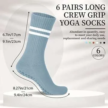 Non Slip Women Pilates Grip Socks - 6 Pairs Available