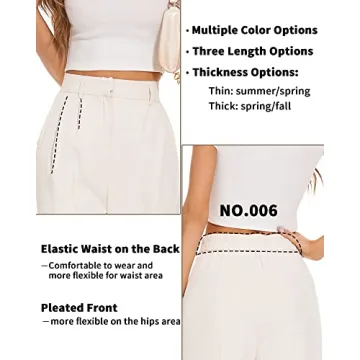 FUNYYZO Women Wide Leg Pants High Elastic Waisted Business Work Trousers Long Straight Pants