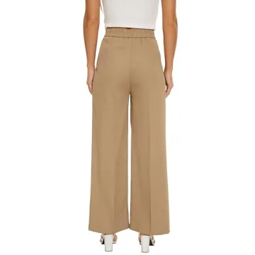 FUNYYZO Women Wide Leg Pants High Elastic Waisted Business Work Trousers Long Straight Pants