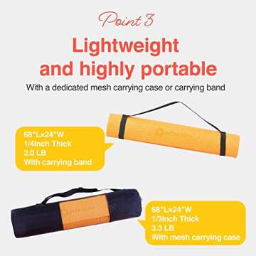 Primasole Yoga Mat with Carry Strap for Yoga Pilates Fitness and Floor Workout at Home and Gym Non-slip 9 colors