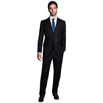 Zeratova Men's Slim Fit 2 Pieces Italian Suit Two Button Wool Blazer & Trousers Smart Party Formal S...