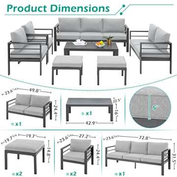AECOJOY Aluminum Patio Furniture Set for Outdoor Comfort