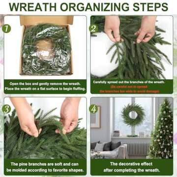 Artgar 26 Inch Pine Wreath - Christmas Wreaths for Front Door - Real Touch Pine Wreath - Large Artificial Green Pine Wreaths for Walls Windows Porches Farmhouse Indoor Outdoor Home Decor (Green)