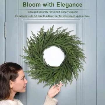 Artgar 26 Inch Pine Wreath - Christmas Wreaths for Front Door - Real Touch Pine Wreath - Large Artificial Green Pine Wreaths for Walls Windows Porches Farmhouse Indoor Outdoor Home Decor (Green)