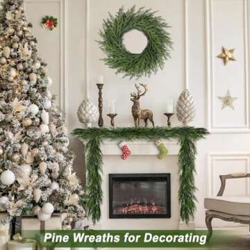Artgar 26 Inch Pine Wreath - Christmas Wreaths for Front Door - Real Touch Pine Wreath - Large Artificial Green Pine Wreaths for Walls Windows Porches Farmhouse Indoor Outdoor Home Decor (Green)