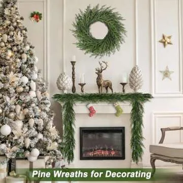 Artgar 26 Inch Pine Wreath - Christmas Wreaths for Front Door - Real Touch Pine Wreath - Large Artificial Green Pine Wreaths for Walls Windows Porches Farmhouse Indoor Outdoor Home Decor (Green)