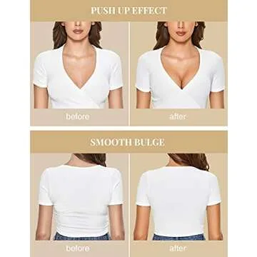 DOBREVA Women's Push Up Bra Wireless Padded No Underwire Back Smoothing Bralettes Sports Bras Beige 36D