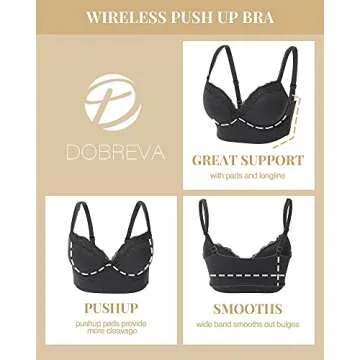 DOBREVA Women's Push Up Bra Wireless Padded No Underwire Back Smoothing Bralettes Sports Bras Beige 36D